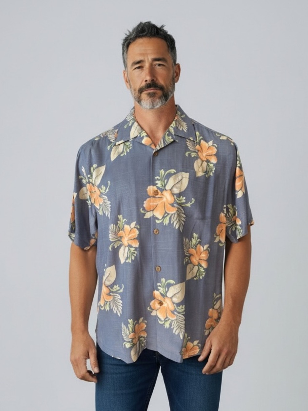 EUC Tommy Bahama Original Fit Floral Men's Silk Shirt Size L